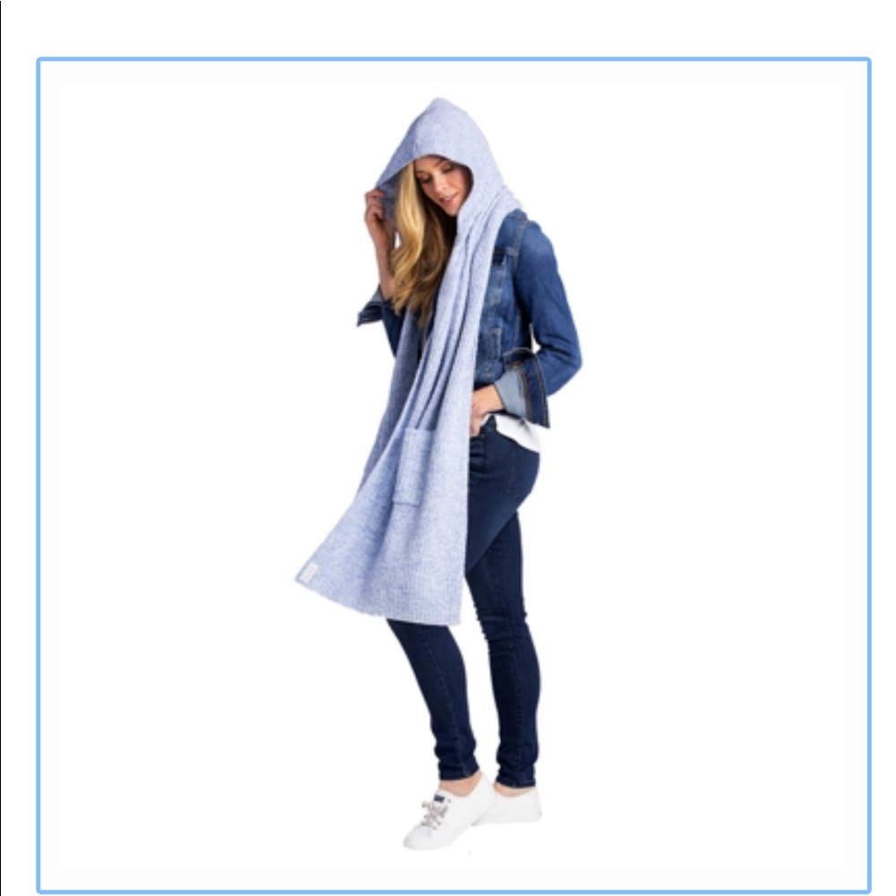 Softies By Paddi Murphy blue Heather knit hoodie scarf